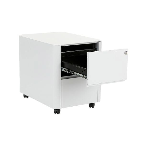 MMT Furniture Designs 2 Drawer Curved Metal Under Desk Mobile Pedestal Unit Filing Cabinet - Fully Assembled