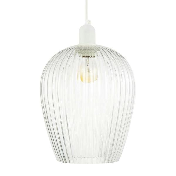 Modern Transparent Mini Line Ribbed Glass Pendant Ceiling Lamp Shade Image 1
