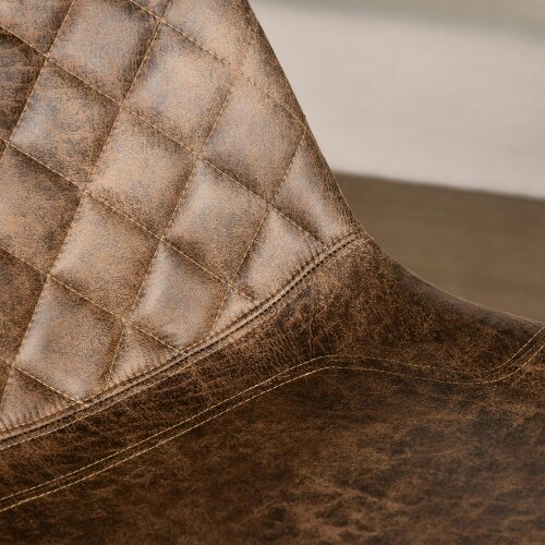 Wyld Haus Suvedi Microfiber Brown Quilted Tub Bar Chairs Set Of 2 With Steel Frame And Footrest