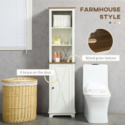 Wyld Haus Dokala 2 Piece Bathroom Furniture Set With Tall Cabinet And Under Sink Storage Ash Wood Effect