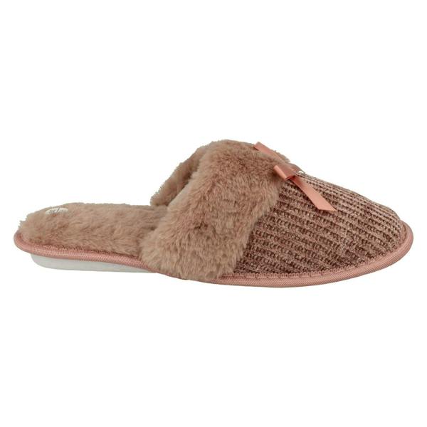 Spot On Ladies Spot On Faux Fur Cuff Mule Slippers X2113