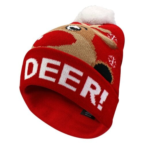 Sock Snob Kids Christmas Bobble Hat Oh Deer Novelty Winter Pom Pom Hat