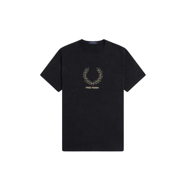 Fred Perry Mens Wreath Logo Regular T-Shirt - Black - 