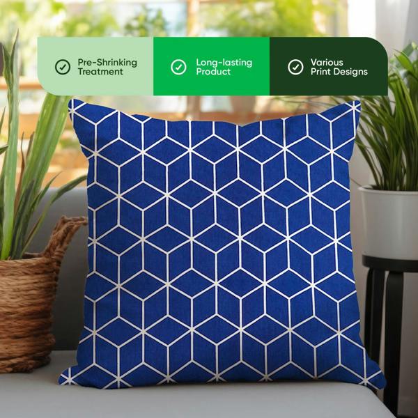 Gardenwize Pair of Outdoor Scatter Cushions – Blue Cube Design