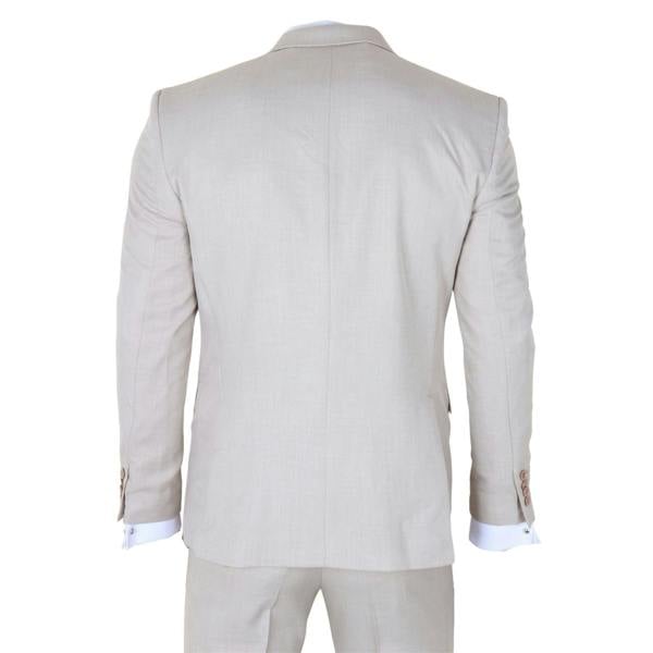 Infinity Leather Men's Cream 3-Piece Tailored Fit Formal Wedding Peak Lapel Suit