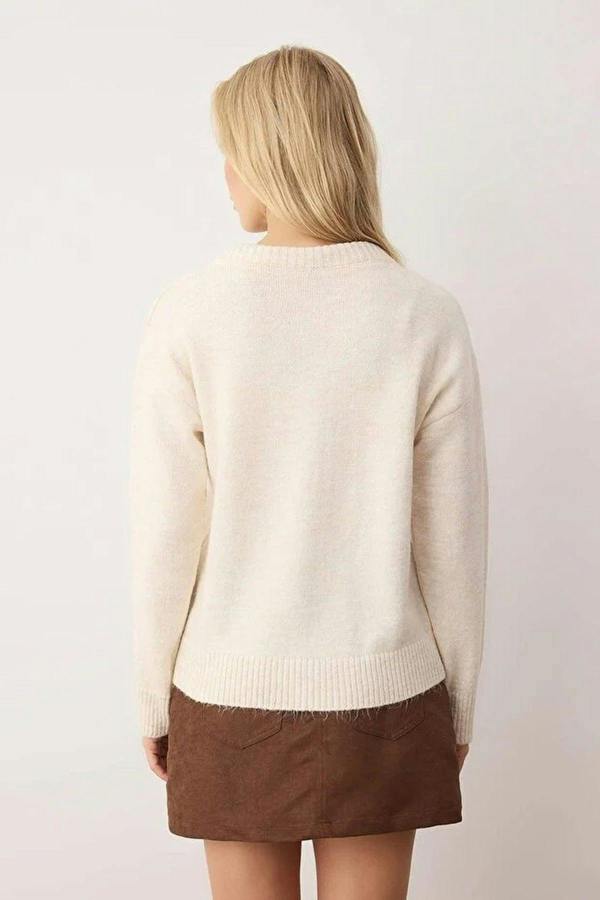 WOVCOR Soft Textured Knit Sweater with Shawl Detail