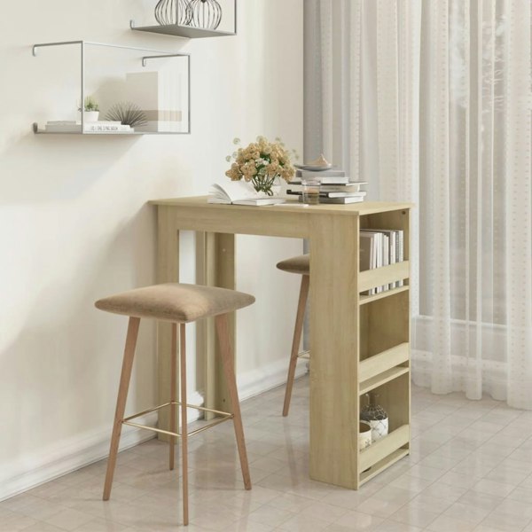 Berkfield Bar Table with Storage Rack Sonoma Oak 102x50x103.5cm Engineered Wood