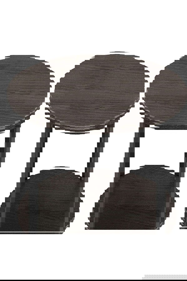 Living and Home Walnut Colored Small Round Coffee Table with 2 Tier