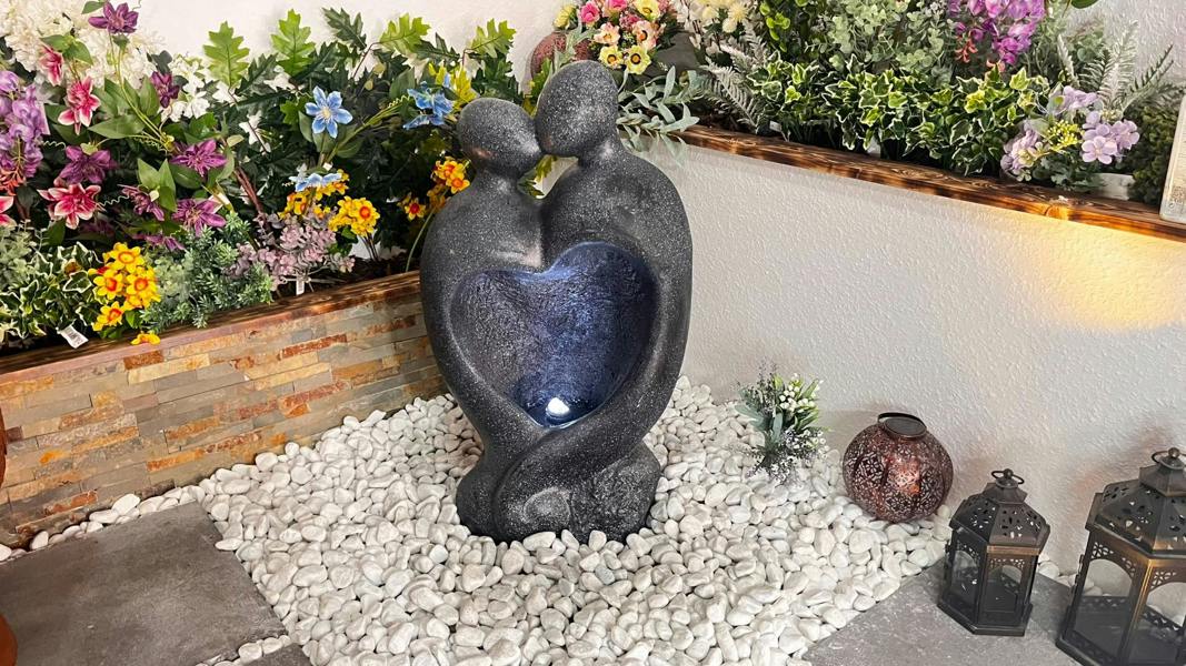 Tranquillity Water Features Heart Couple Contemporary Solar Water Feature