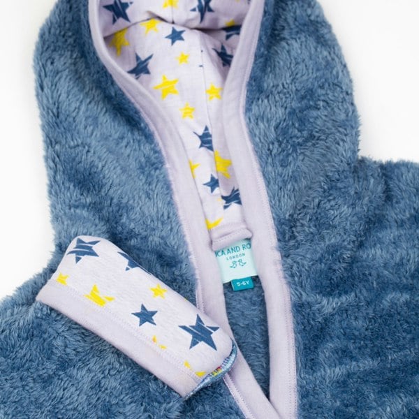 Luca and Rosa Shining Stars Print Dressing Gown Navy