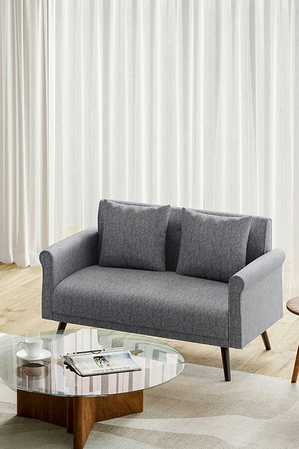 Living and Home 2 Seater Upholstered Sofa Fabric Armchair Loveseat