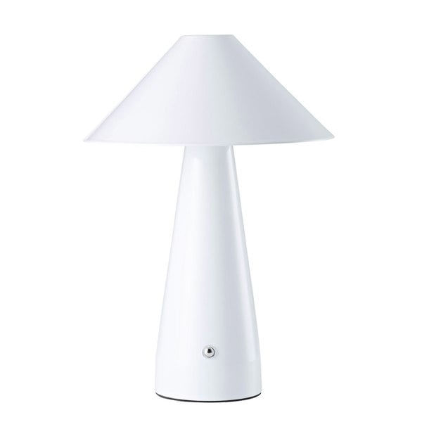 Gloss White Rechargeable Touch Dimmable Table Lamp with Matching Metal Shade Image 1