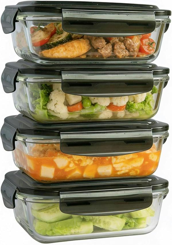 MANTRARAJ 1100ml Meal Prep Glass Containers with Lids Airtight Microwave & Dishwasher Safe Takeaway Containers