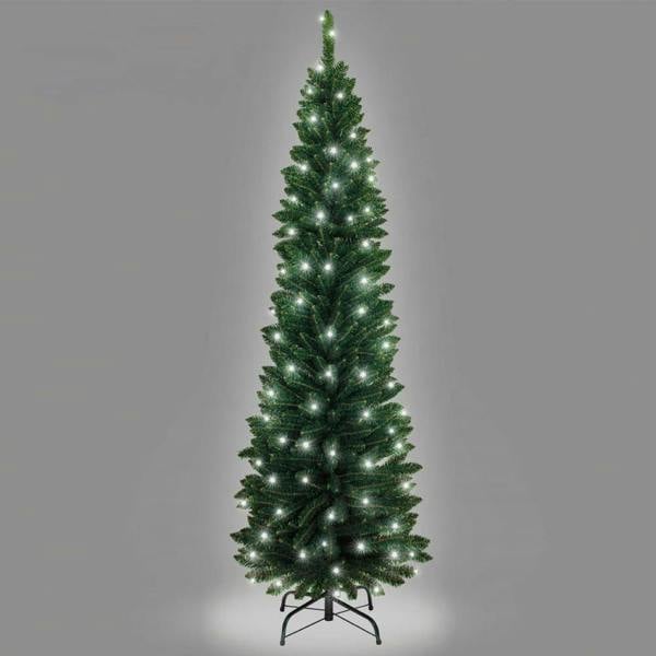 4ft to 8ft Pre-Lit Artificial Slim Pencil Christmas Trees with Cool White LEDs image 1