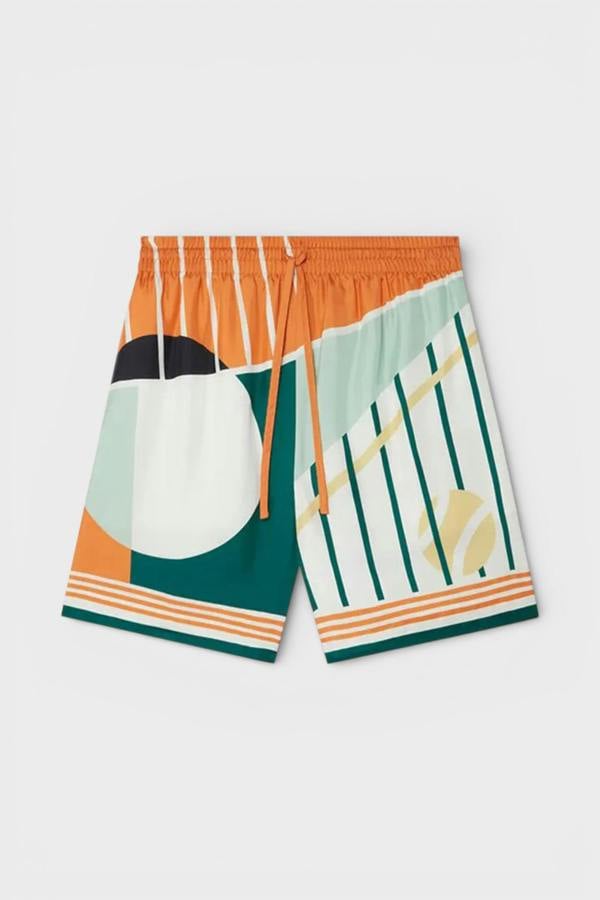 Casablanca Drawstring Silk Shorts Court Abstrait