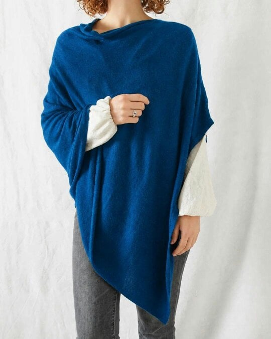 British Boxers Women's Luxury Merino Wool Cowl Poncho – Moody Blue