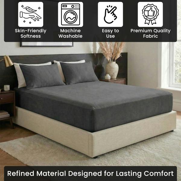 Smart Living 100% Brushed Cotton Flannelette Luxury 32cm Deep Fitted Sheet - Charcoal