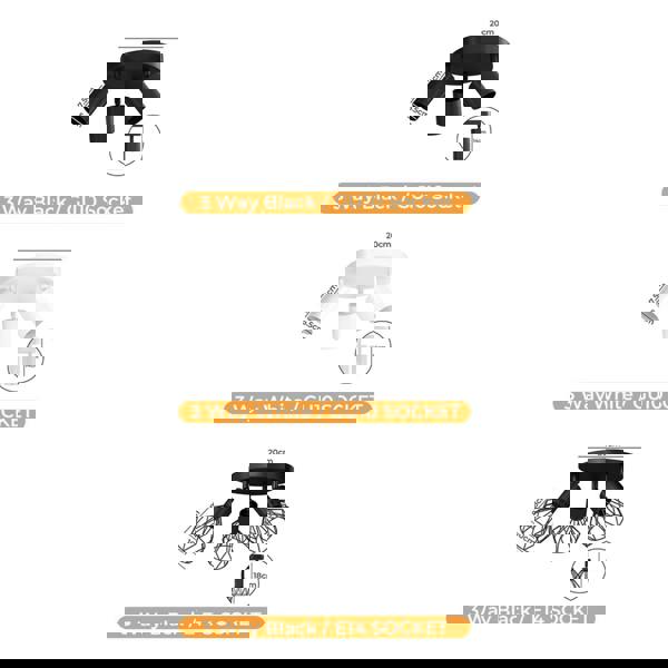 EMITTO 3-4 Way Ceiling Spotlight Adjustable Kitchen Bar Spot Light LED GU10 E14