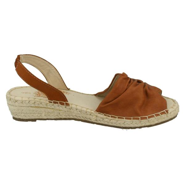 Ladies Flowers Wedge Heel Slingback Ruched Vamp Sandals