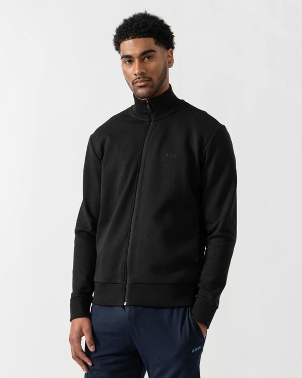 BOSS Green Skaz Mens Full Zip Funnel Neck Sweatshirt - Black 001