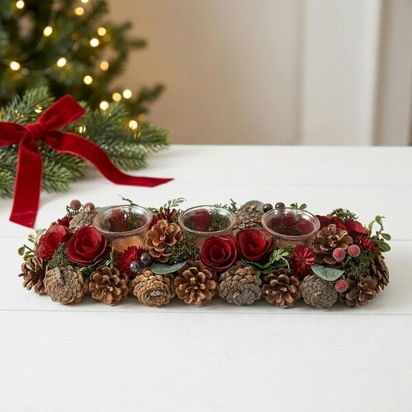 Garden Greatness Red Cone Triple Tealight Holder Statement Light