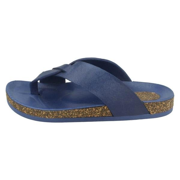 Spot On Ladies Spot On Open Toe Cork Effect Flatform Sandal