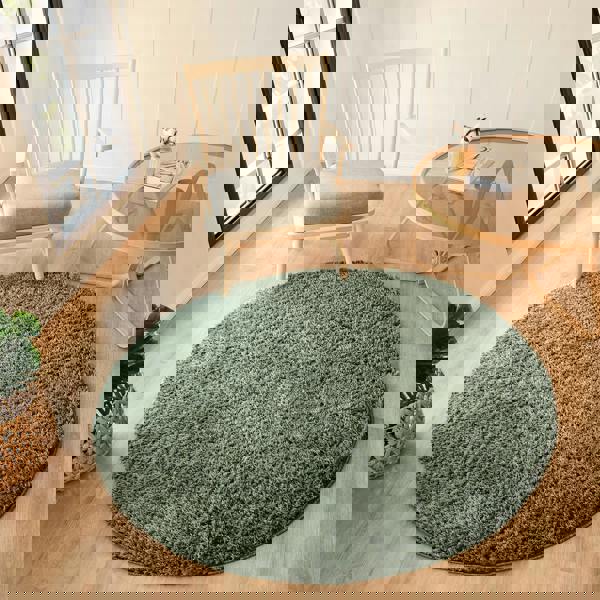 Livabliss Moda Shag-Solid Color Green Plush Soft Pile Rug