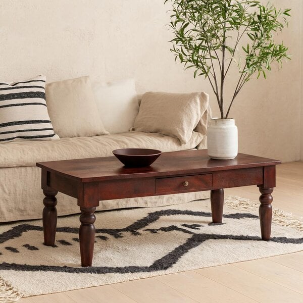 Wyld Haus Oxford Mahogany Mango Wood Coffee Table 1 Drawer