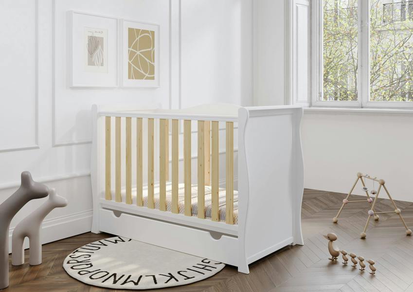Viculii Willow Mini Cot Bed White/Natural