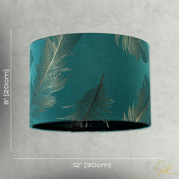 Dark Emerald Green Cotton Jacquard Shade with Gold Foil Fern Design Image 7