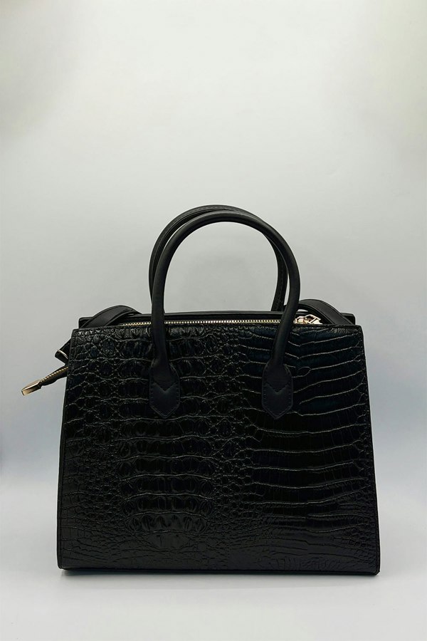SVNX Croc Buckle Tote Bag in Black
