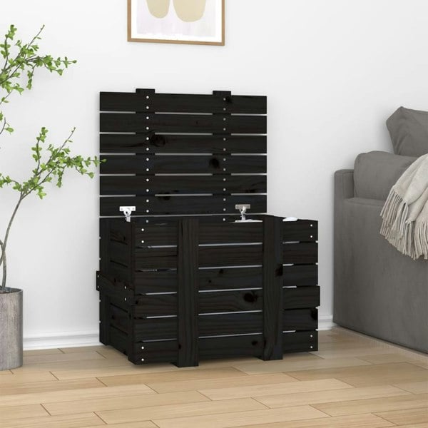 Berkfield Storage Box Black 58x40.5x42 cm Solid Wood Pine