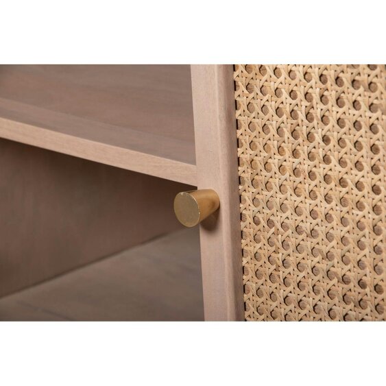 Wyld Haus Chicago Cane Rattan and Natural Mango Wood 4 Doors Sideboard
