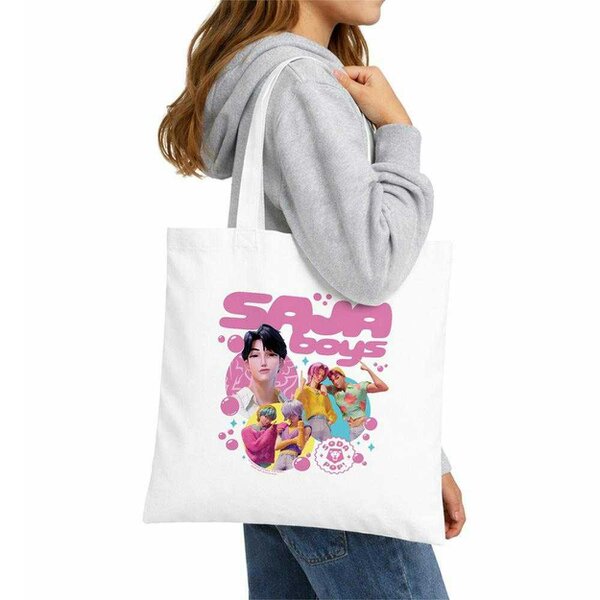 K-Pop Demon Hunters Bubbles Saja Boys Reusable Tote Bag - White