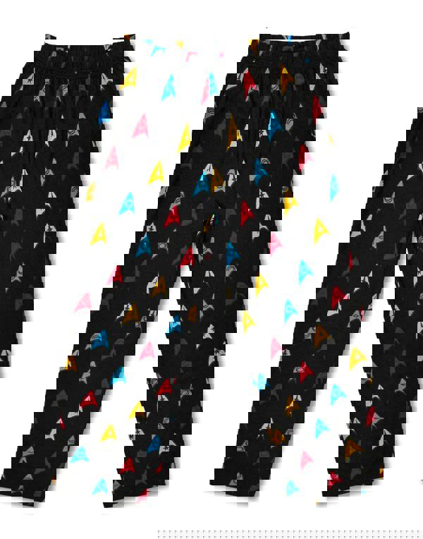 Star Trek Mens Black Logo Top All Over Print Bottom Short Sleeve Long Leg Pyjama Set