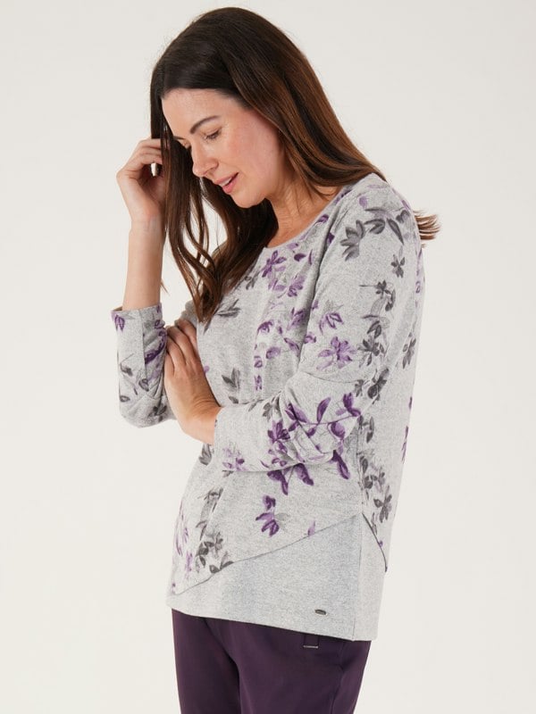 TIGI-Wear Floral Print Curved Hem Top