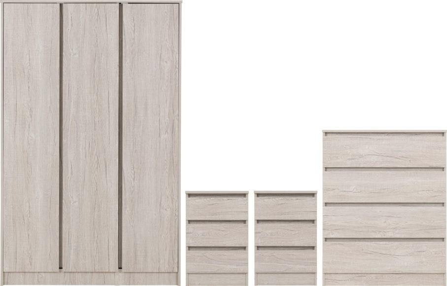 Seconique Malvern 4 Piece Bedroom Set with 3 Door Triple Wardrobe