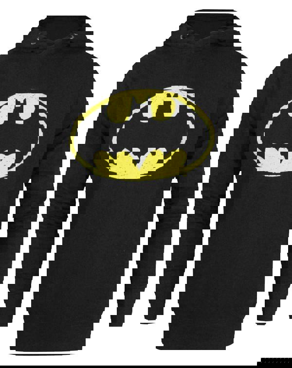 DC Comics Mens Black Batman Distressed Logo Hoodie