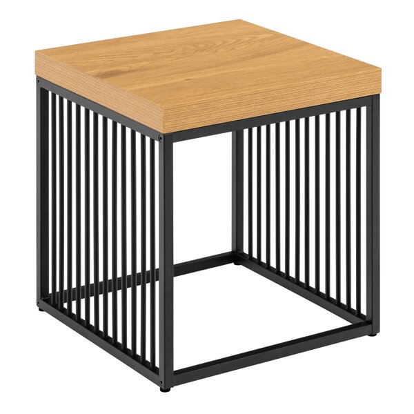 Wyld Haus Porto Modern Organic Metal Side Table with Wild Oak Wood Effect Top