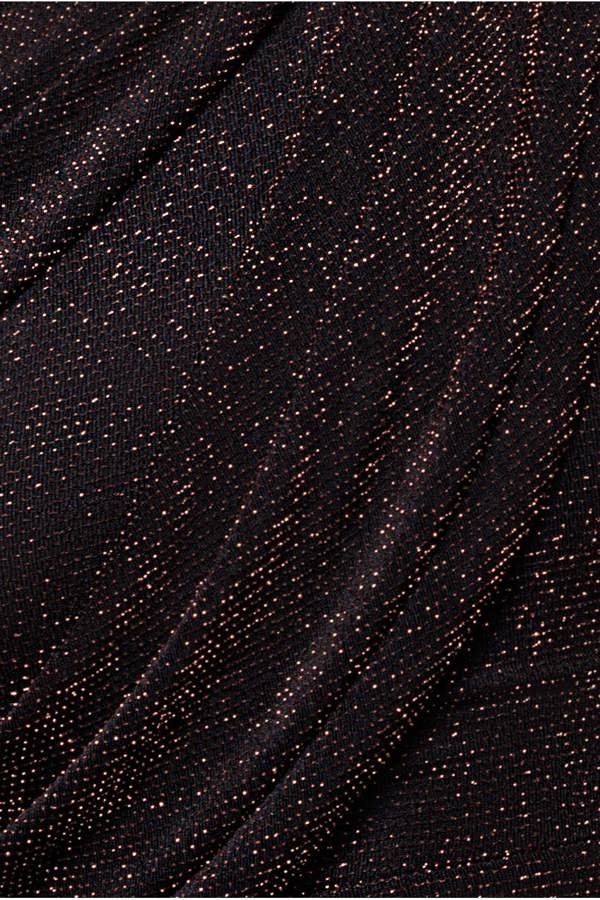 Off The Shoulder Gathered Panel Sparkle Lurex Maxi Dress - Black Rose DR4675