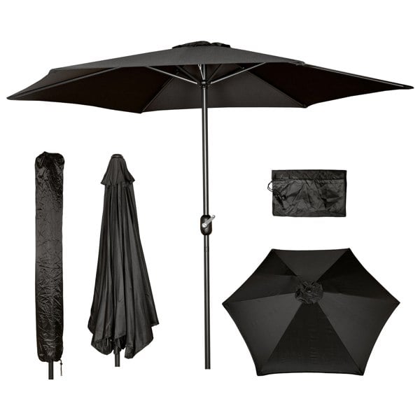 Samuel Alexander 2.7m Havana Garden Patio Parasol with Crank Handle and Cover in Black