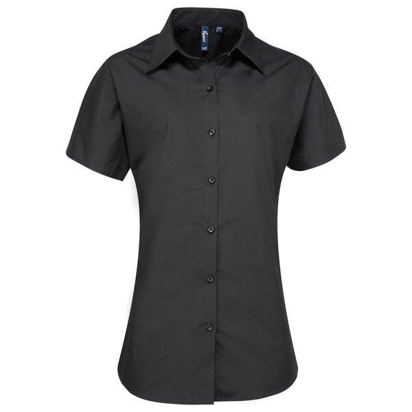 Premier Womens/Ladies Supreme Poplin Short-Sleeved Shirt - Black