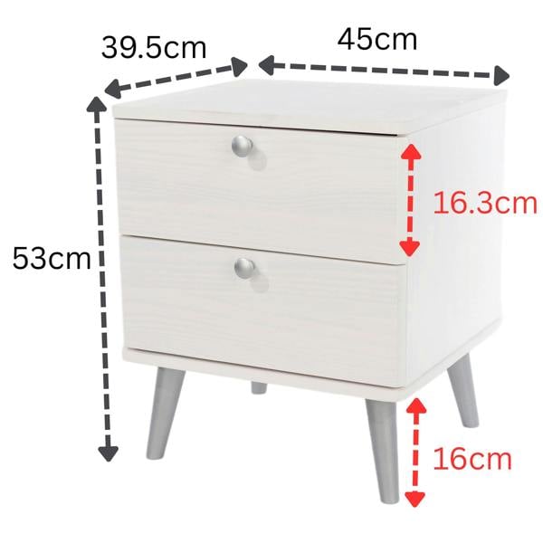 Core Products Set of 2 Augusta Curve Rustic Coastal 2-Drawer Bedside Cabinets