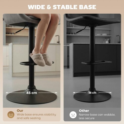 Wyld Haus Lokasa Fabric Dark Grey Adjustable Retro Bar Stools Set Of 2 With Swivel Seats