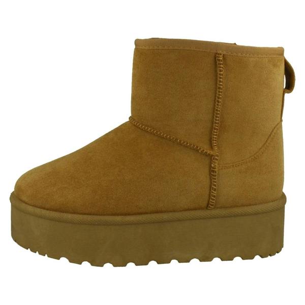 Spot On Ladies Spot On Mid Platform Microsuede Ankle Boots F4464