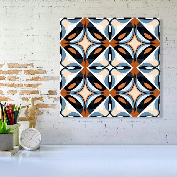 Warren Reed Brown And Blue Geometric Pattern Canvas