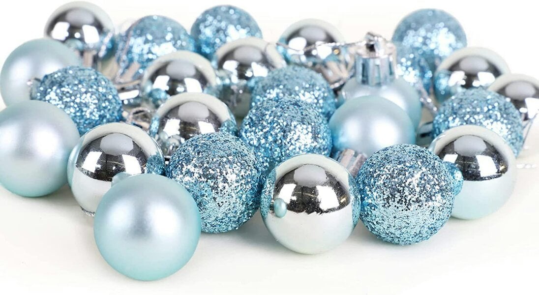 Shatchi Light Blue Shatterproof Christmas Baubles Pack Sizes 12 or 24, 30mm Tree Decorations