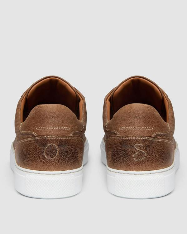 Oliver Sweeney Almada Mens Perforated Leather Trainers - Tan | CHO | Designer Mens Shoes