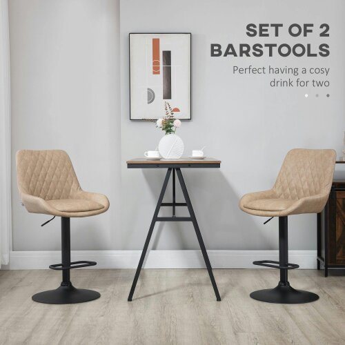 Wyld Haus Nihano Fabric Light Khaki Adjustable Retro Bar Stools Set Of 2 With Swivel Seats