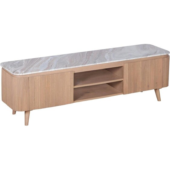 Wyld Haus Boston Natural Oak and Brown Marble 2 Door TV Unit